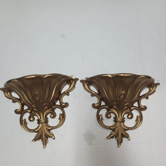 Vintage Gold Dart USA 4446 Wall Decor Ornate Pocket Sconce Set Of 2 - Picture 2 of 8
